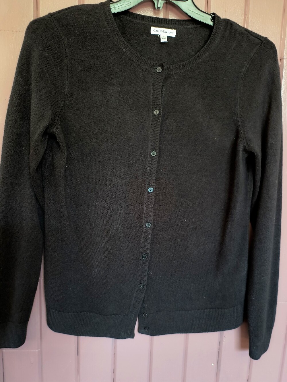 Croft & Barrow Black Button-Front Crewneck Cardigan